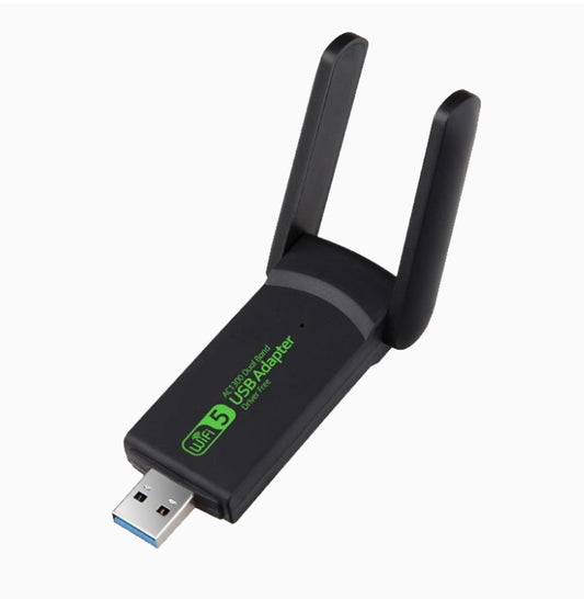 USB Wireless Network Card Driverless Desktop 1300M 5G Dual Band Gigabit High Speed ​​Wifi Laptop Host Receive Network Adapter Receive Unlimited Transmission Plug and Play 