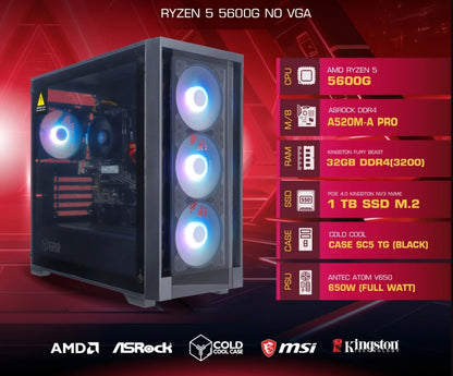 27英寸全套  RYZEN 5 5600G  DDR4 32G m.2 1TB 集成显卡 高端稳定办公电脑