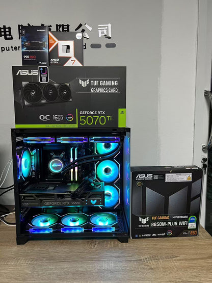 ASUS TUF GAMING AMD Ryzen 7 9800X3D ASUS TUF GAMING B850M ASUS TUF RTX 5070 Ti 16G Powered by