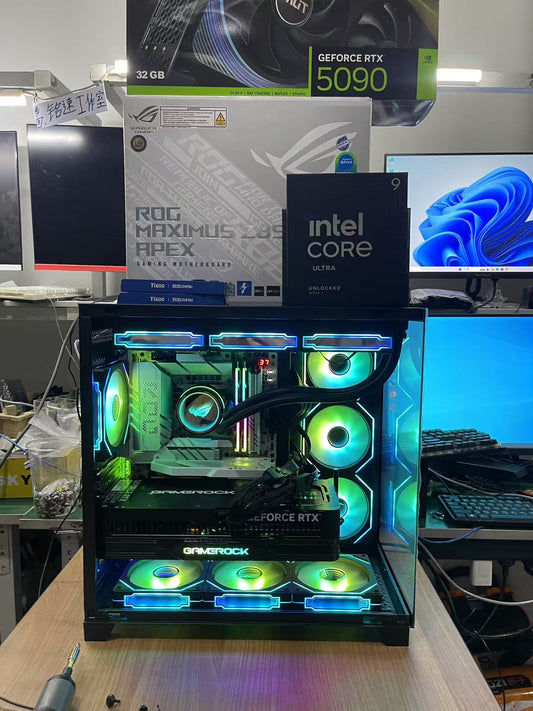 เกมมิ่งคอมพิวเตอร์ระดับไฮเอนด์ตระกูล ROG INTEL CORE ULTRA 9 285K DDR5 48GB ROG MAXIMUS Z890 HERO 2TB RTX 5090 32G โฮสต์คอมพิวเตอร์เกมดนตรีอิเล็กทรอนิกส์ AI พร้อมคีย์บอร์ดเชิงกล K70 RGB
