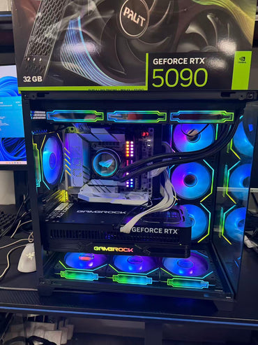 Intel Ultra 9 285K + RTX 5090 32GB GAMEROCK｜64GB DDR5｜2TB SSD｜MAX PRO海景房机箱｜赠送9个ARGB风扇｜RGO 360水冷
