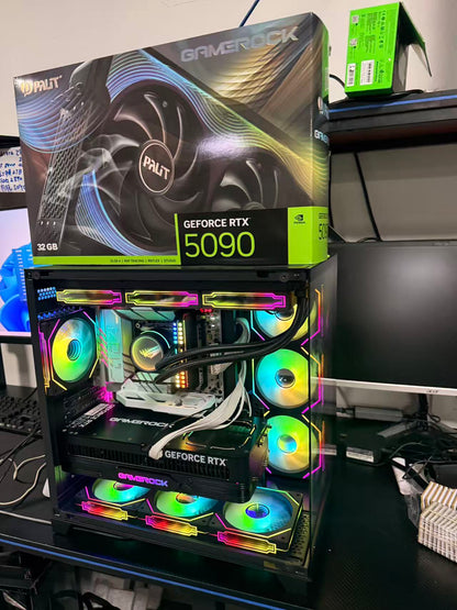 Intel Ultra 9 285K + RTX 5090 32GB GAMEROCK｜64GB DDR5｜2TB SSD｜MAX PRO海景房机箱｜赠送9个ARGB风扇｜RGO 360水冷
