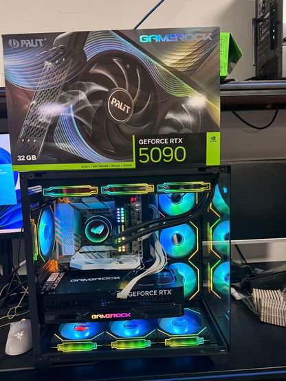 Intel Ultra 9 285K + RTX 5090 32GB GAMEROCK｜64GB DDR5｜2TB SSD｜MAX PRO海景房机箱｜赠送9个ARGB风扇｜RGO 360水冷