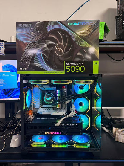 Intel Ultra 9 285K + RTX 5090 32GB GAMEROCK｜64GB DDR5｜2TB SSD｜MAX PRO海景房机箱｜赠送9个ARGB风扇｜RGO 360水冷