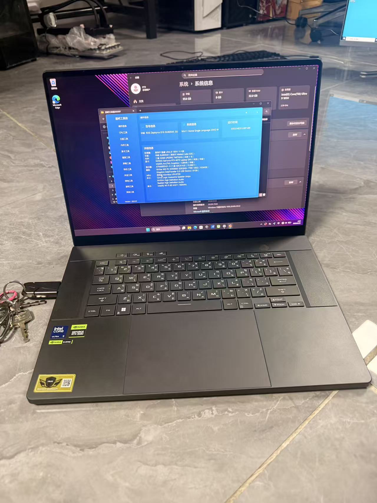 准新机 ASUS ROG Zephyrus G16 GU605MI｜Intel Core Ultra 9 185H｜RTX4070 8GB｜32GB LPDDR5X｜1TB SSD｜16英寸电竞设计师笔记本电脑