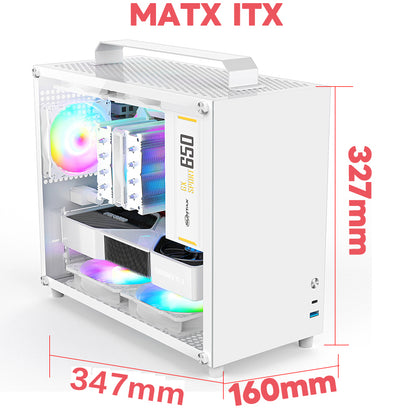 SumtaxVP500台式电脑机箱便携迷你电脑机箱玻璃侧透明m-atx主板MINI电脑机箱白色/黑色