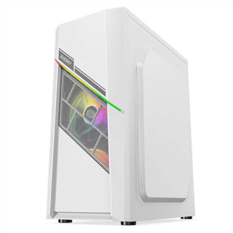 EVESKY Lingzhi เคสคอมพิวเตอร์เดสก์ท็อป DIY สำหรับเล่นเกมระบายความร้อนด้วยน้ำ ATX บอร์ดขนาดใหญ่ backline แชสซีสีขาว