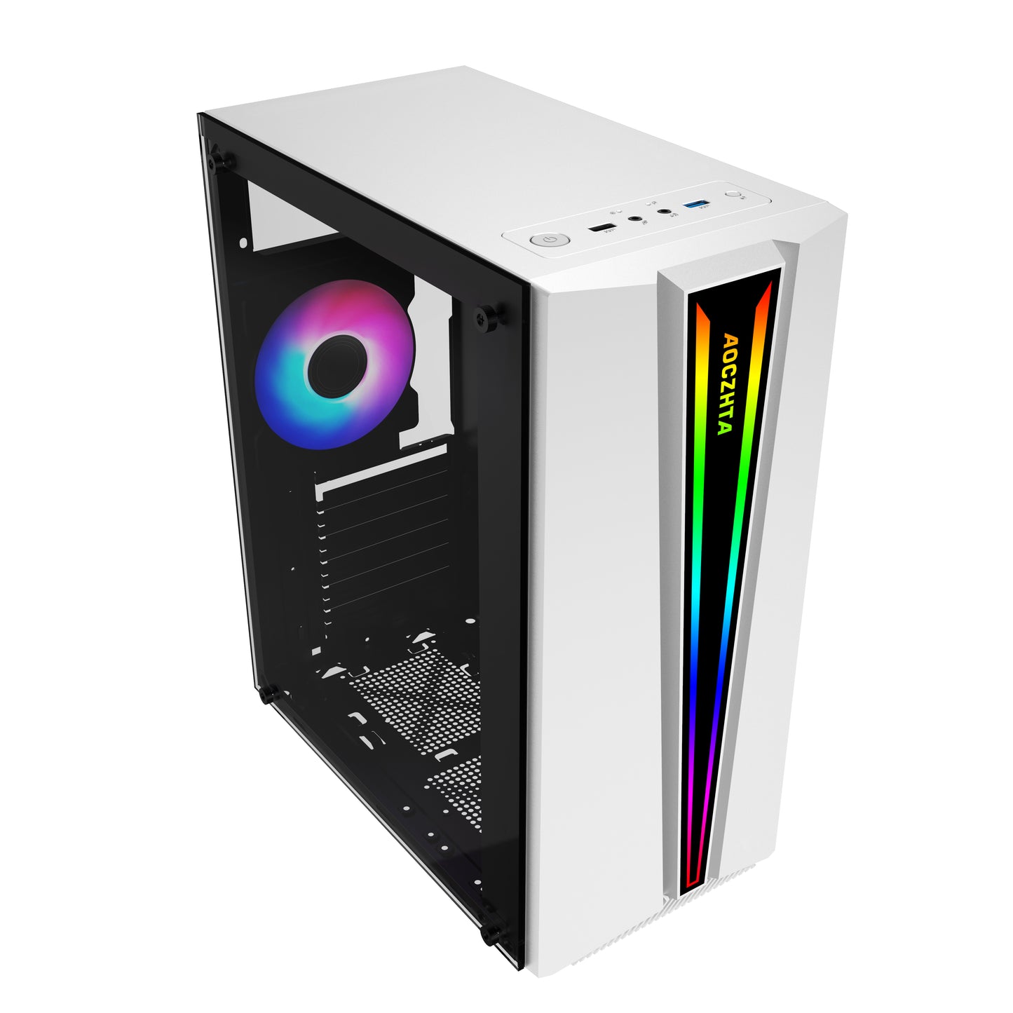 AOCZHTA 炫彩3号 ATX电竞电脑机箱 RGB灯效侧透机箱 支持ATX/Micro-ATX/ITX主板 USB3.0 支持310mm显卡 商务办公DIY游戏机箱 黑色