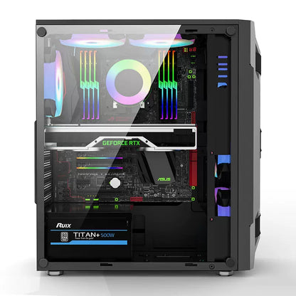 EVESKY Titan Pro computer case desktop full side transparent game water cooling ATX large board back line case 