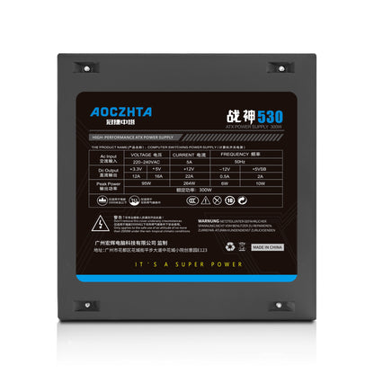 AOCZHTA 战神530 台式电脑电源 额定300W ATX电源 12CM静音风扇 支持独立显卡 背线设计 支持Intel/AMD 游戏电脑电源