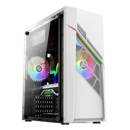 EVESKY Lingzhi เคสคอมพิวเตอร์เดสก์ท็อป DIY สำหรับเล่นเกมระบายความร้อนด้วยน้ำ ATX บอร์ดขนาดใหญ่ backline แชสซีสีขาว