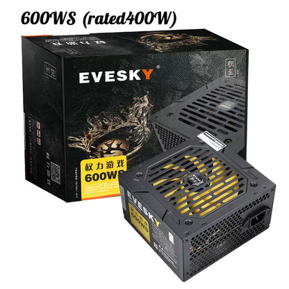 EVESKY แหล่งจ่ายไฟคอมพิวเตอร์เดสก์ท็อปแหล่งจ่ายไฟ 600WS โฮสต์คอมพิวเตอร์แหล่งจ่ายไฟ 400W แหล่งจ่ายไฟกราฟิกการ์ด