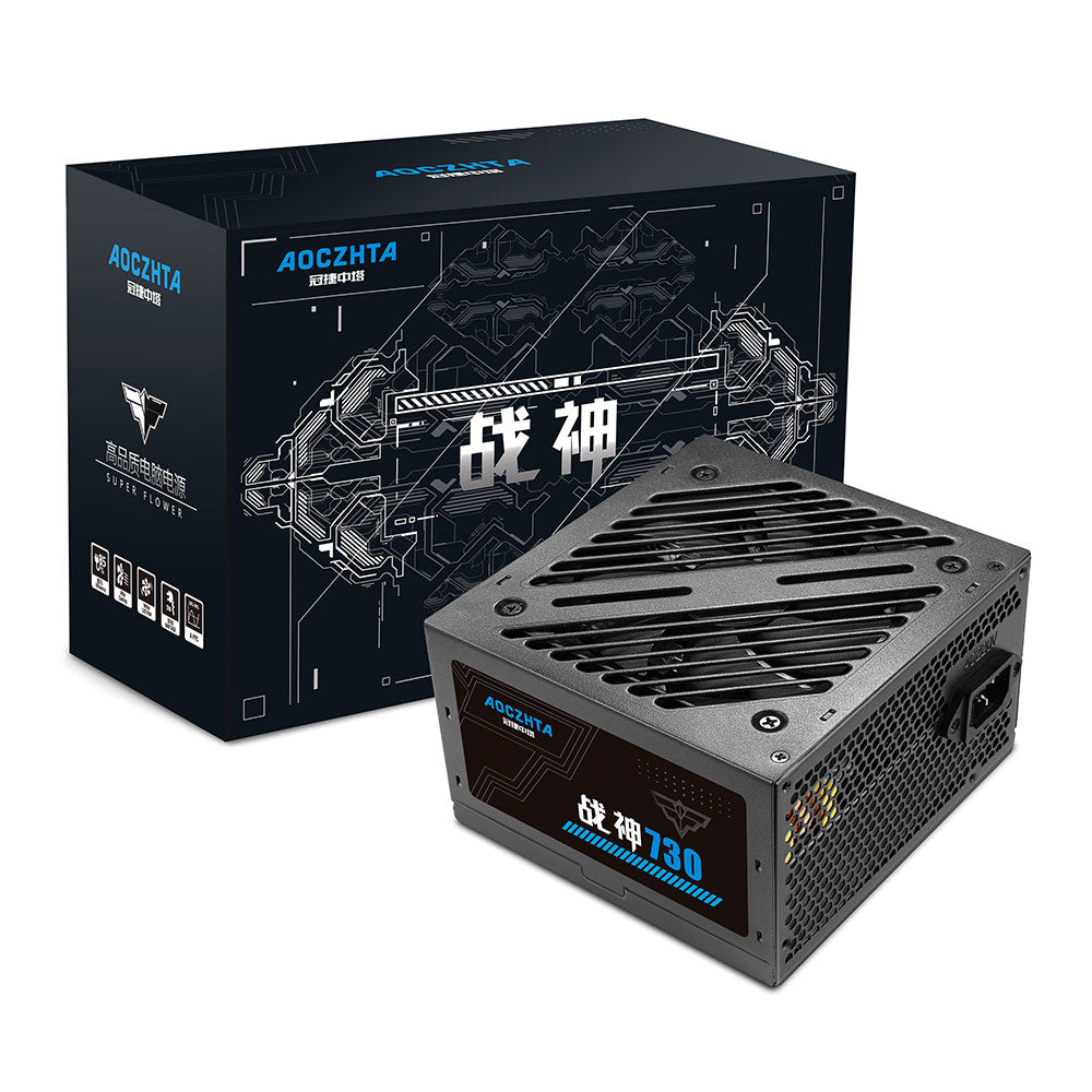 AOCZHTA 战神730 台式电脑电源 额定500W ATX电源 12CM静音风扇 双6+2Pin显卡供电 背线设计 支持Intel/AMD 游戏电脑电源