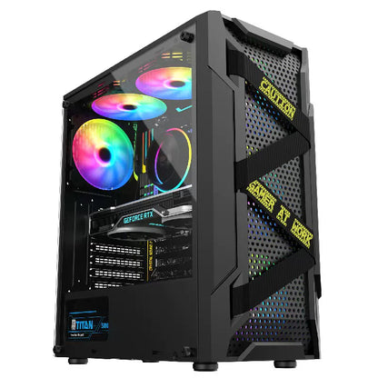 EVESKY Titan Pro computer case desktop full side transparent game water cooling ATX large board back line case 