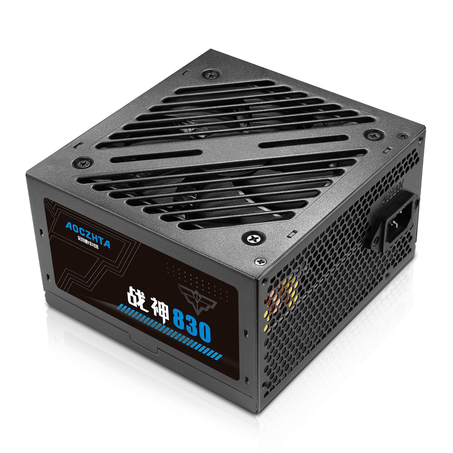 AOCZHTA 战神830 台式电脑电源 额定600W ATX电源 12CM静音风扇 双6+2Pin显卡供电 双CPU供电 背线设计 支持Intel/AMD 游戏电脑电源