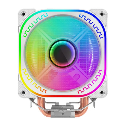 Prism Black ARGB Dual Fan 4 Heat Pipe Top Cover Illuminated CPU Cooler Available in Black and White 
