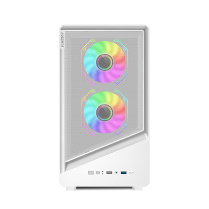 AOCZHTA 高品GJ-3 MATX电竞电脑机箱 铁网散热侧透机箱 支持M-ATX/ITX主板 支持240/280水冷 USB3.0 DIY游戏机箱 白色