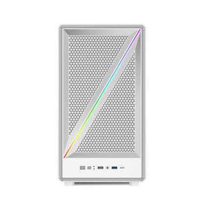 AOCZHTA 高品GJ-5 MATX电竞电脑机箱 白色  铁网散热侧透机箱 支持M-ATX/ITX主板 支持240/280水冷 USB3.0 DIY游戏机箱 黑色