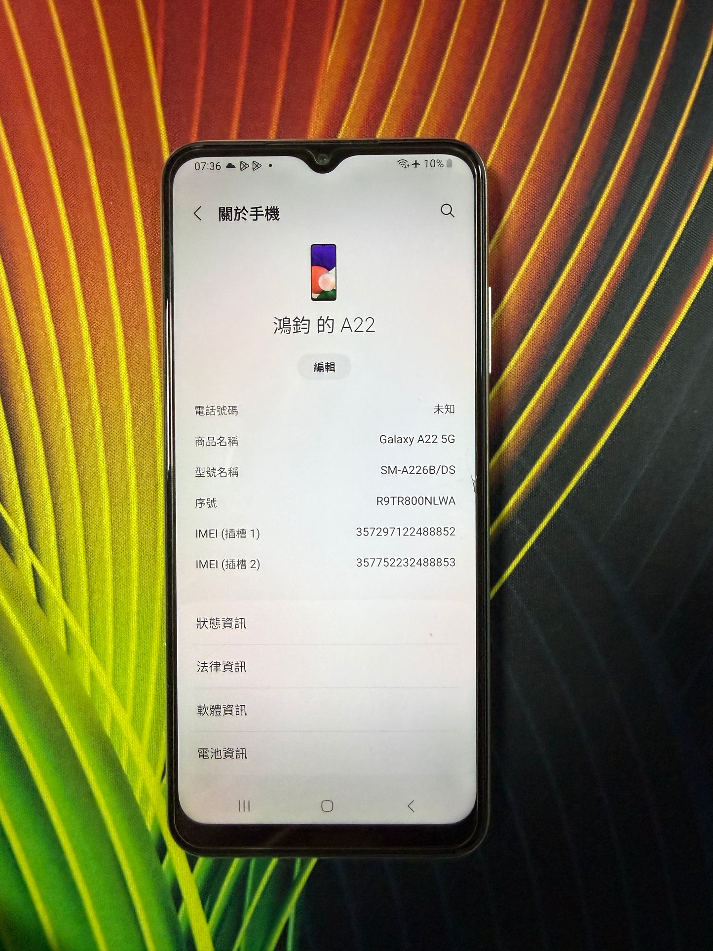 Calaxy A22 5G 128G三星手机海外版