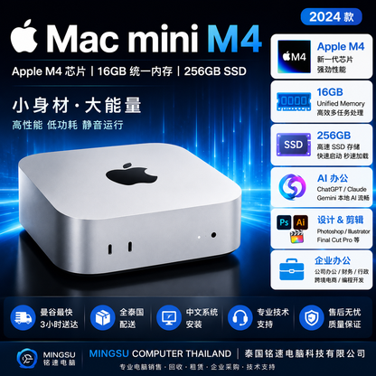 Apple Mac mini M4 2024 16GB 256GB 准新机｜苹果电脑主机｜办公设计AI学习｜泰国现货