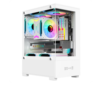 铭速 MINGSU T07 海景房电竞机箱｜270°全景侧透｜M-ATX/ITX｜支持280mm显卡｜高风道散热｜黑色电脑机