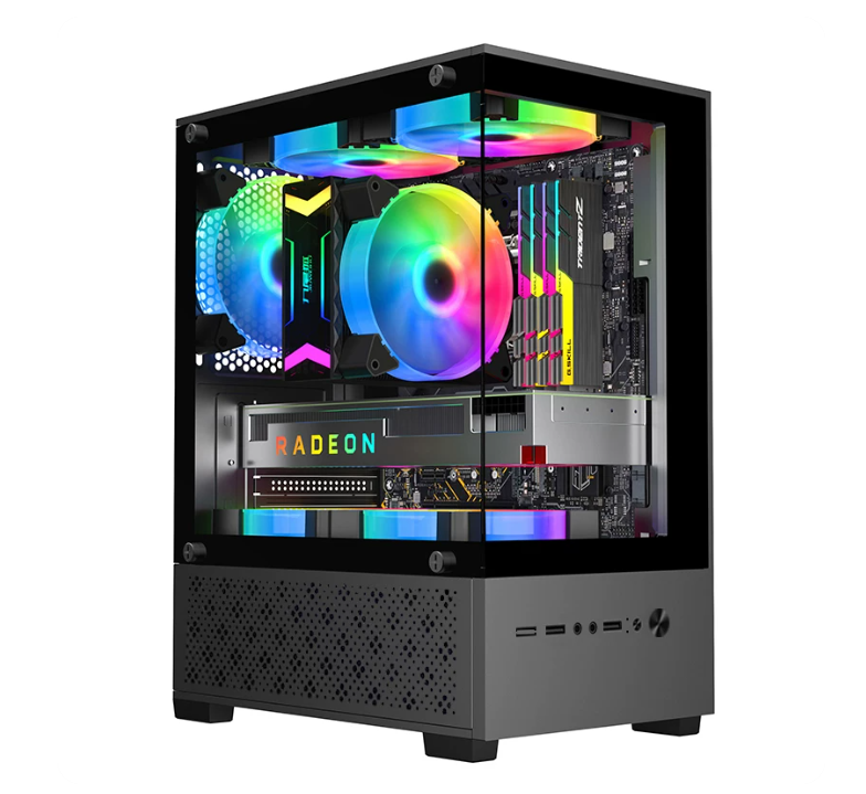 T8 海景房电竞机箱｜MATX / ITX｜全景侧透｜支持280mm显卡｜167mm风冷｜黑色电脑机箱
