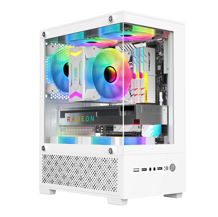 T8 海景房电竞机箱｜MATX / ITX｜全景侧透｜支持280mm显卡｜167mm风冷｜黑色电脑机箱