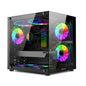AOCZHTA 海景房S MATX海景房电脑机箱 双面钢化玻璃侧透 支持240水冷 USB3.0 支持320mm显卡 DIY电竞游戏机箱 黑色
