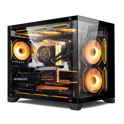 AOCZHTA 全景房S MATX海景房电脑机箱 双面钢化玻璃侧透 支持360水冷 USB3.0 支持400mm显卡 DIY电竞游戏机箱 白色