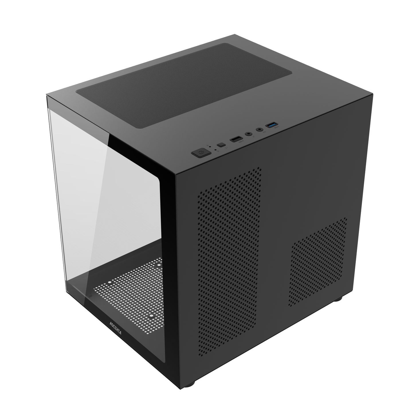 AOCZHTA 海景房S MATX海景房电脑机箱 双面钢化玻璃侧透 支持240水冷 USB3.0 支持320mm显卡 DIY电竞游戏机箱 黑色