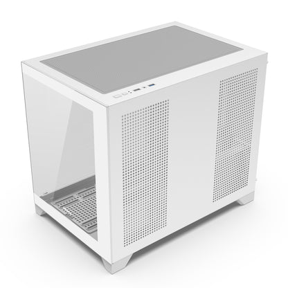 AOCZHTA 全景房S MATX海景房电脑机箱 双面钢化玻璃侧透 支持360水冷 USB3.0 支持400mm显卡 DIY电竞游戏机箱 白色
