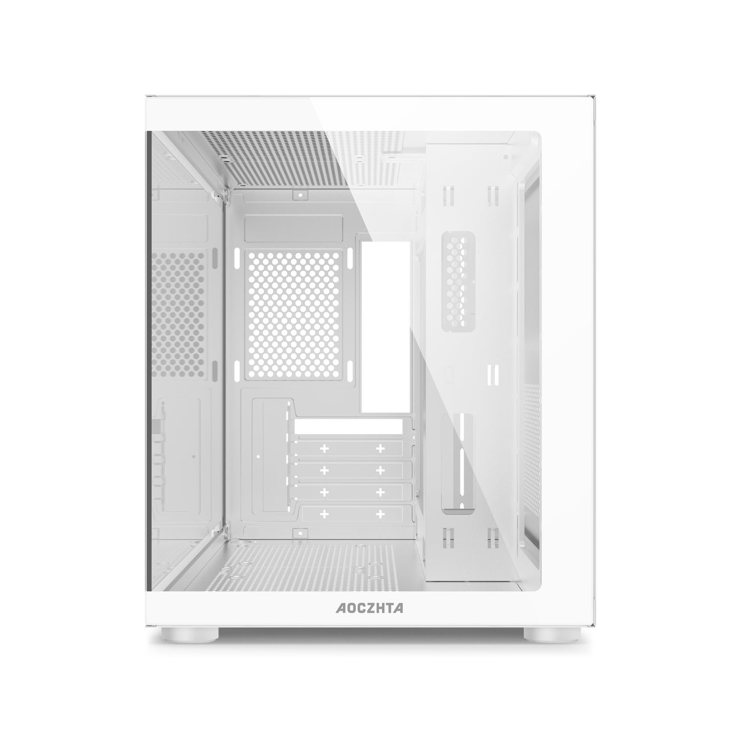 AOCZHTA 海景房S MATX海景房电脑机箱 双面钢化玻璃侧透 支持240水冷 USB3.0 支持320mm显卡 DIY电竞游戏机箱 黑色