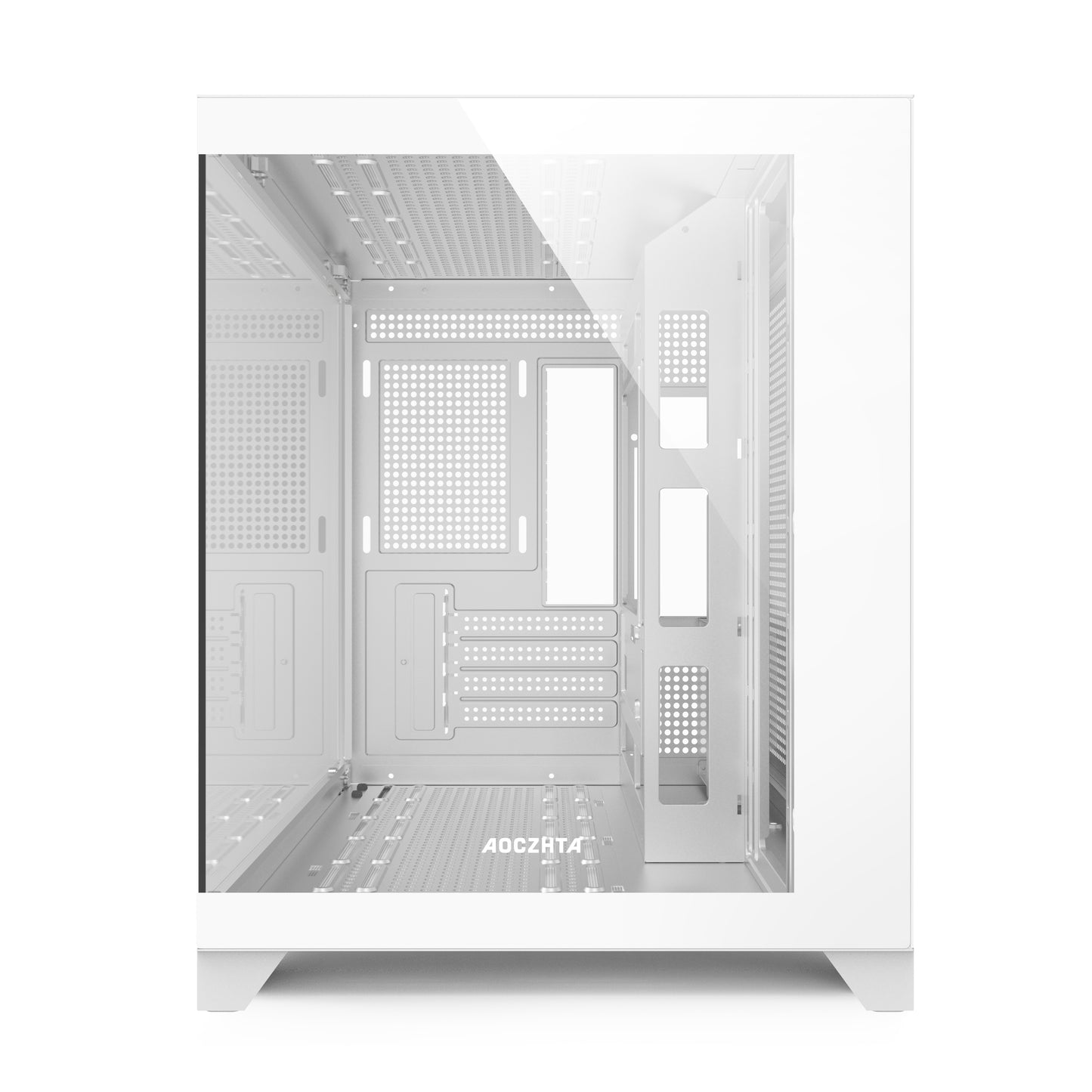 AOCZHTA 全景房S MATX海景房电脑机箱 双面钢化玻璃侧透 支持360水冷 USB3.0 支持400mm显卡 DIY电竞游戏机箱 白色