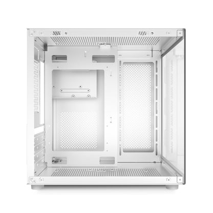 AOCZHTA 海景房S MATX海景房电脑机箱 双面钢化玻璃侧透 支持240水冷 USB3.0 支持320mm显卡 DIY电竞游戏机箱 黑色