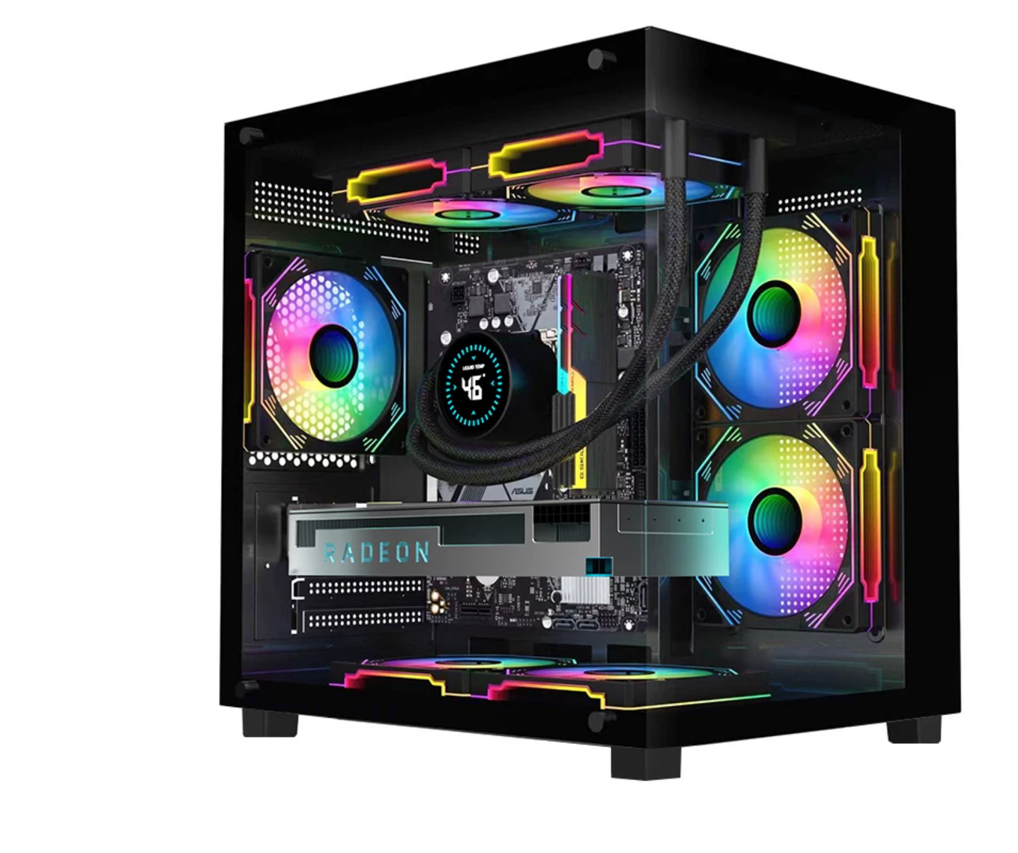 海景房 MINI 电竞机箱｜MATX / ITX 全景侧透｜支持240水冷｜330mm显卡｜黑色海景房电脑机箱