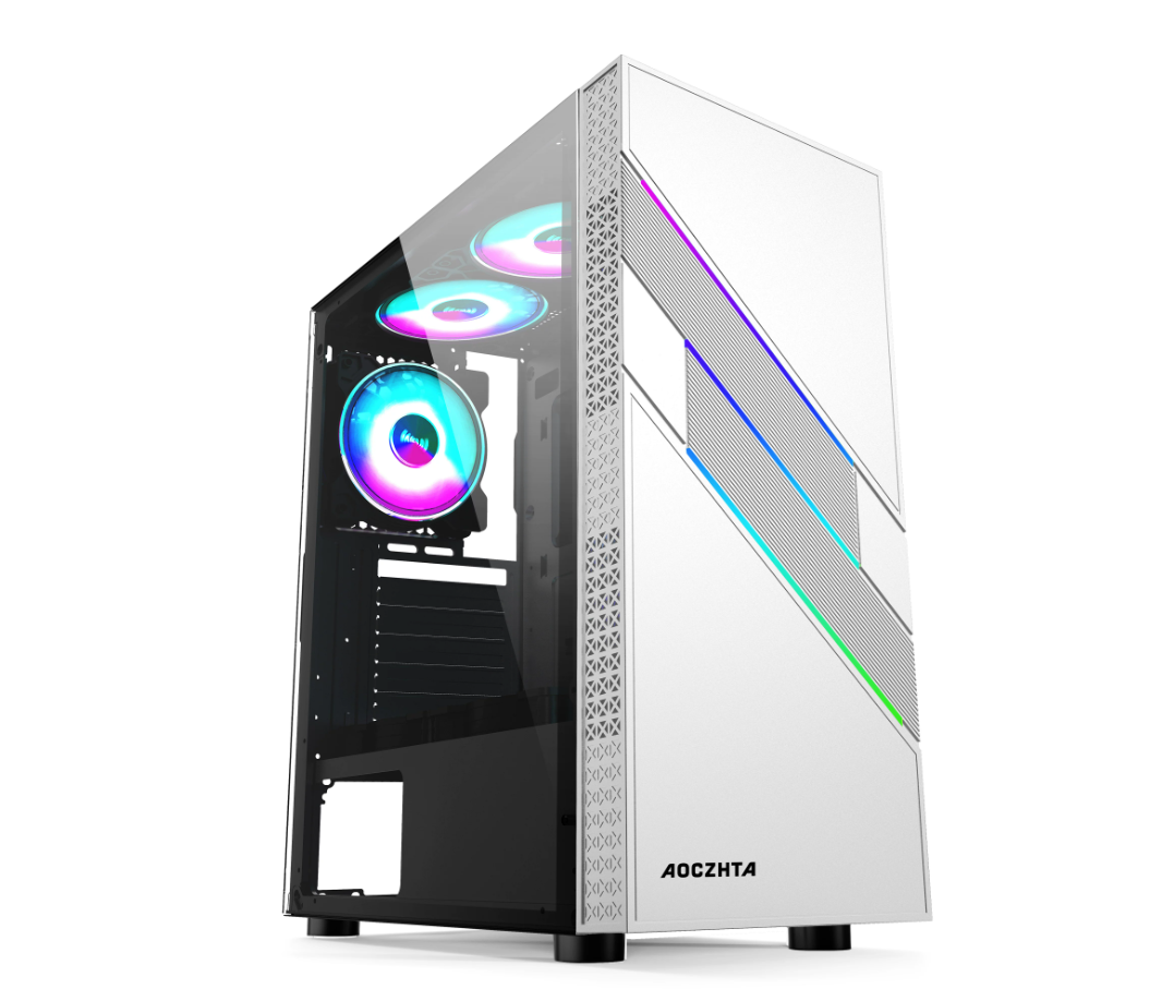 AOCZHTA 炫彩1号 ATX电竞电脑机箱 光效面板侧透机箱 支持ATX/Micro-ATX/ITX主板 USB3.0 支持310mm显卡 DIY游戏机箱 黑色