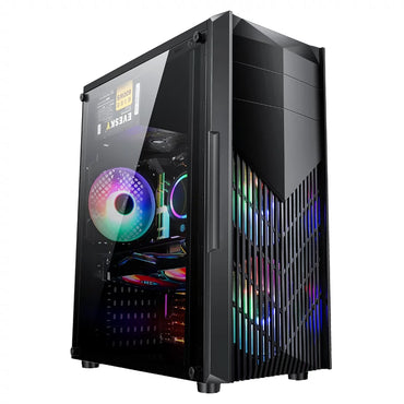 黑骑士 电竞电脑机箱 MATX/ATX侧透机箱 台式机主机箱 支持240水冷 160MM风冷 290MM显卡 USB3.0 黑色