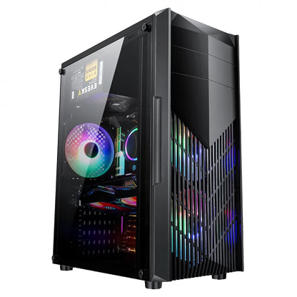 黑骑士 电竞电脑机箱 MATX/ATX侧透机箱 台式机主机箱 支持240水冷 160MM风冷 290MM显卡 USB3.0 黑色
